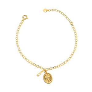 Pulseira Amor e Cruz - Semijoia com Banho de Ouro