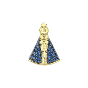 Pingente Nossa Senhora Aparecida Azul - Semijoia com Banho de Ouro