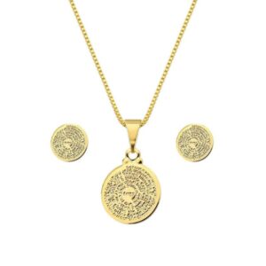 Conjunto Pai Nosso Diamantado - Semijoia com Banho de Ouro