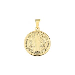 Pingente Medalha de São Bento Média - Semijoia com Banho de Ouro